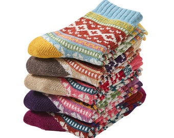 Ladies Patterned Norwegian SOCKS, Soft, Colourful, Nordic Style Design