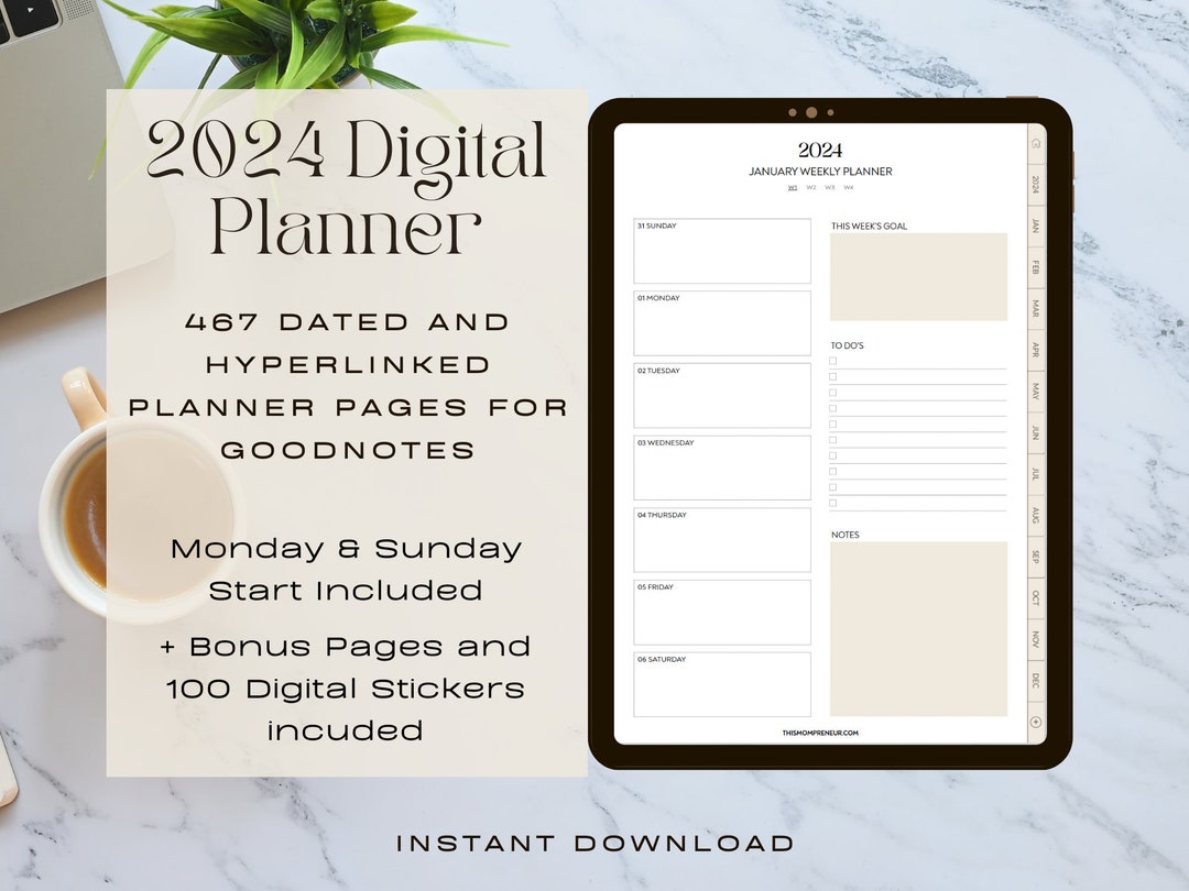 2024 Daily Digital Planner, Goodnotes Planner, iPad Planner - Etsy