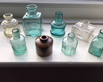 Victorian Ink Jars  | 1890’s | Glass Inkwell | Antique Writing Pen Pot | Vintage