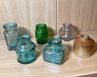 Victorian Ink Jars  | 1890’s | Glass Inkwell | Antique Writing Pen Pot | Vintage