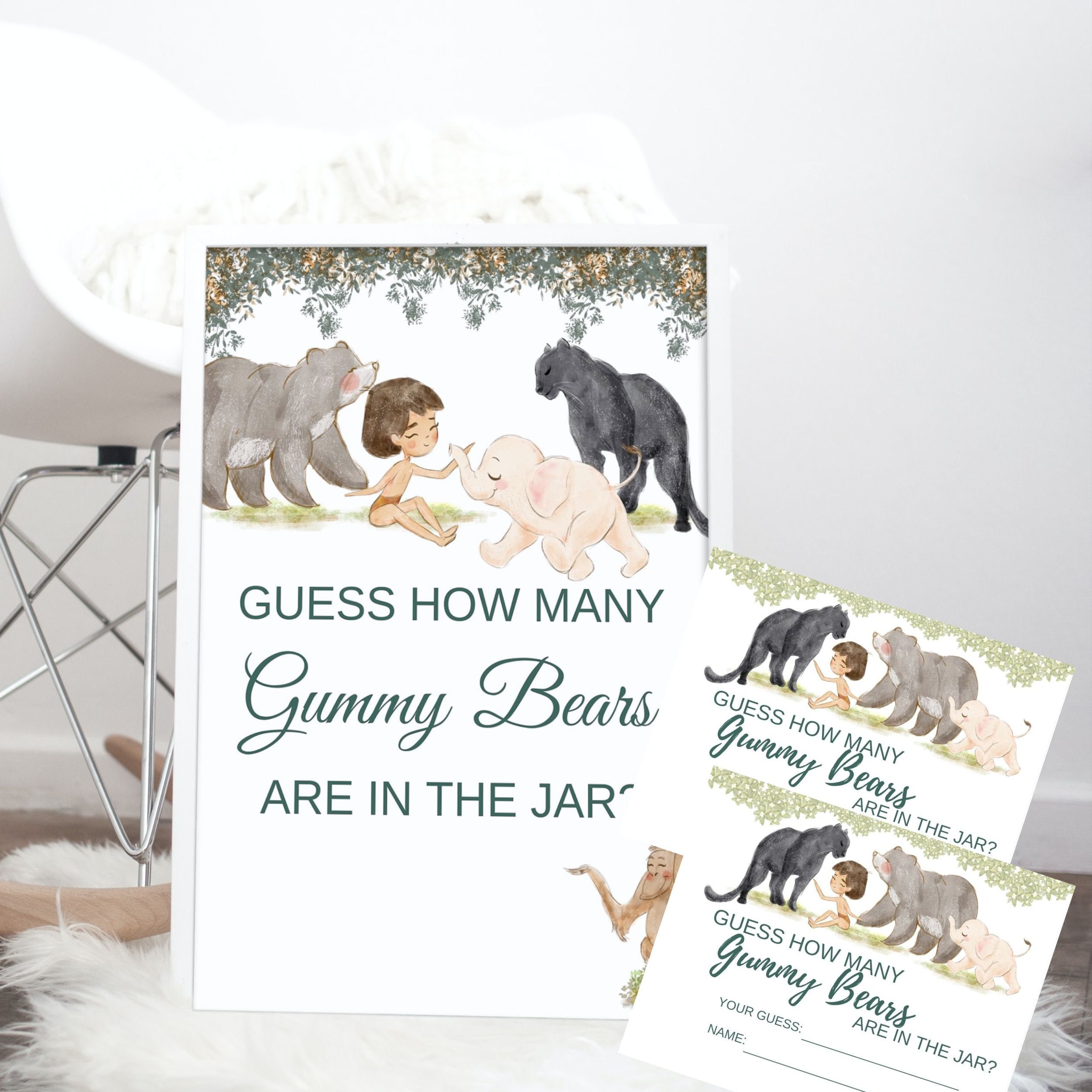 Editable Jungle Book Baby Shower Activity, Gummy Bear Sign, Jungle Book