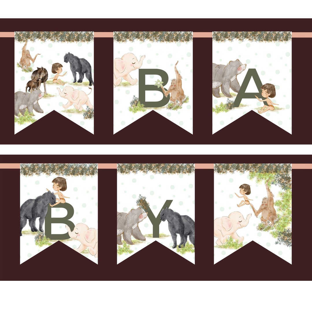 Jungle Book Baby Shower Banner Jungle Baby Shower Banner Etsy