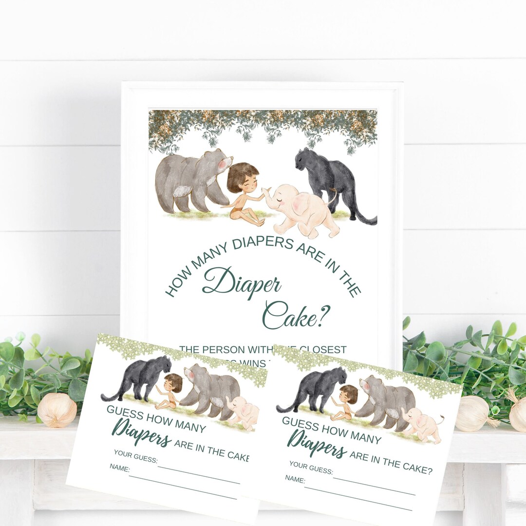 Jungle Book Diaper Cake Game, Diaper Cake Shower Activity Sign, JB2022