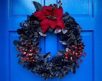 Elegant Black Christmas Winter Front Door Wreath Gift