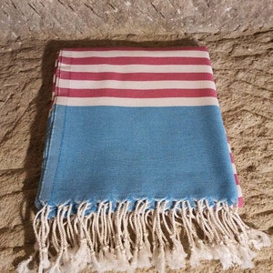 Striped Turkish Cotton Beach Towel: Oversized Bath, Spa, Gym (39” x 70”)