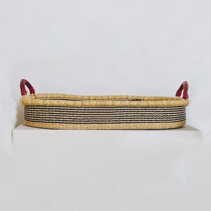 Changing Basket with Pad – Handwoven Baby Changing Tray – Neutral Boho Nursery – Vegan & Leather Handle Options
