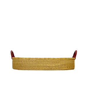 Changing Basket with Pad – Handwoven Baby Changing Tray – Neutral Boho Nursery – Vegan & Leather Handle Options