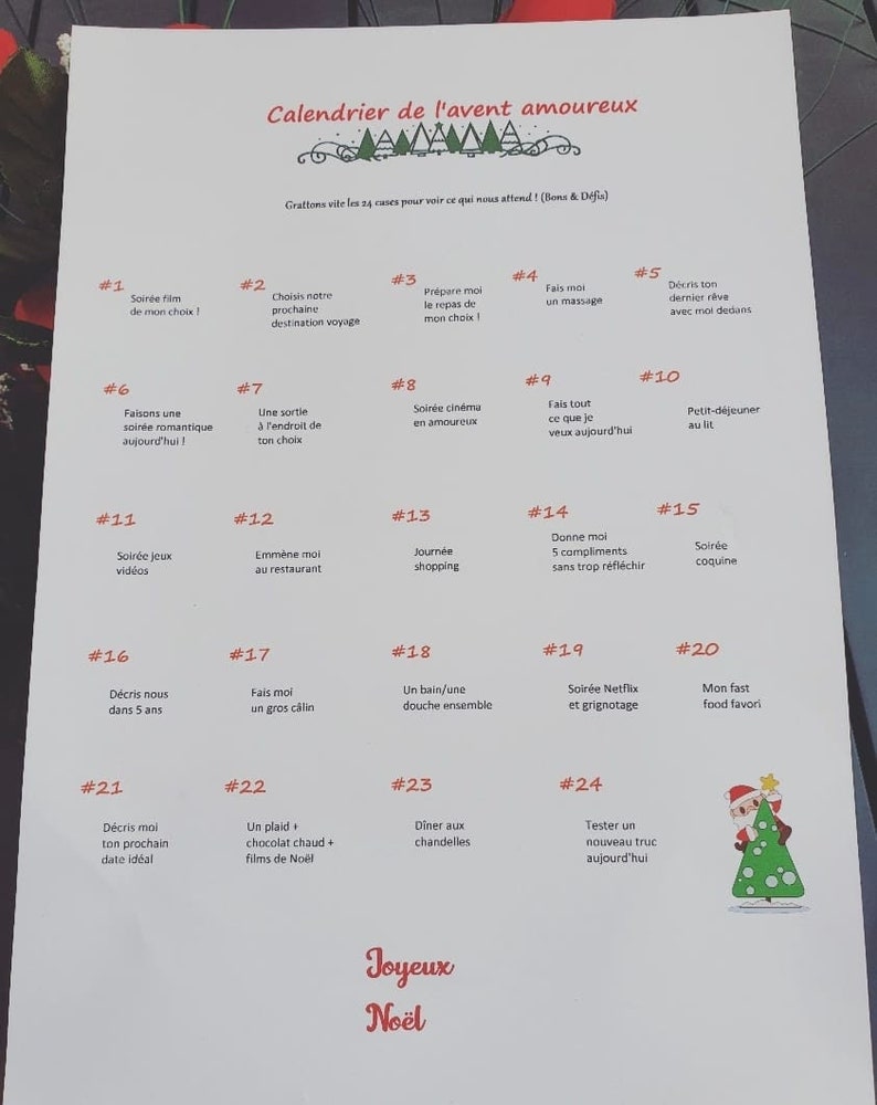 Calendrier de l'avent pour amoureux 1