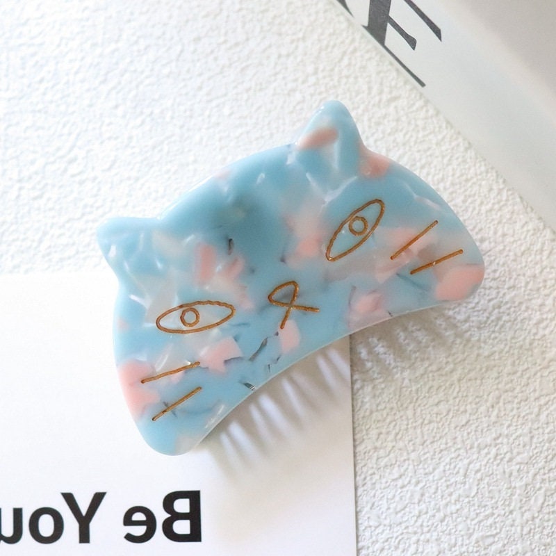 Cute Cat Claw Clip Resin Marble Cat Shaped Hair Clip Cat Etsy