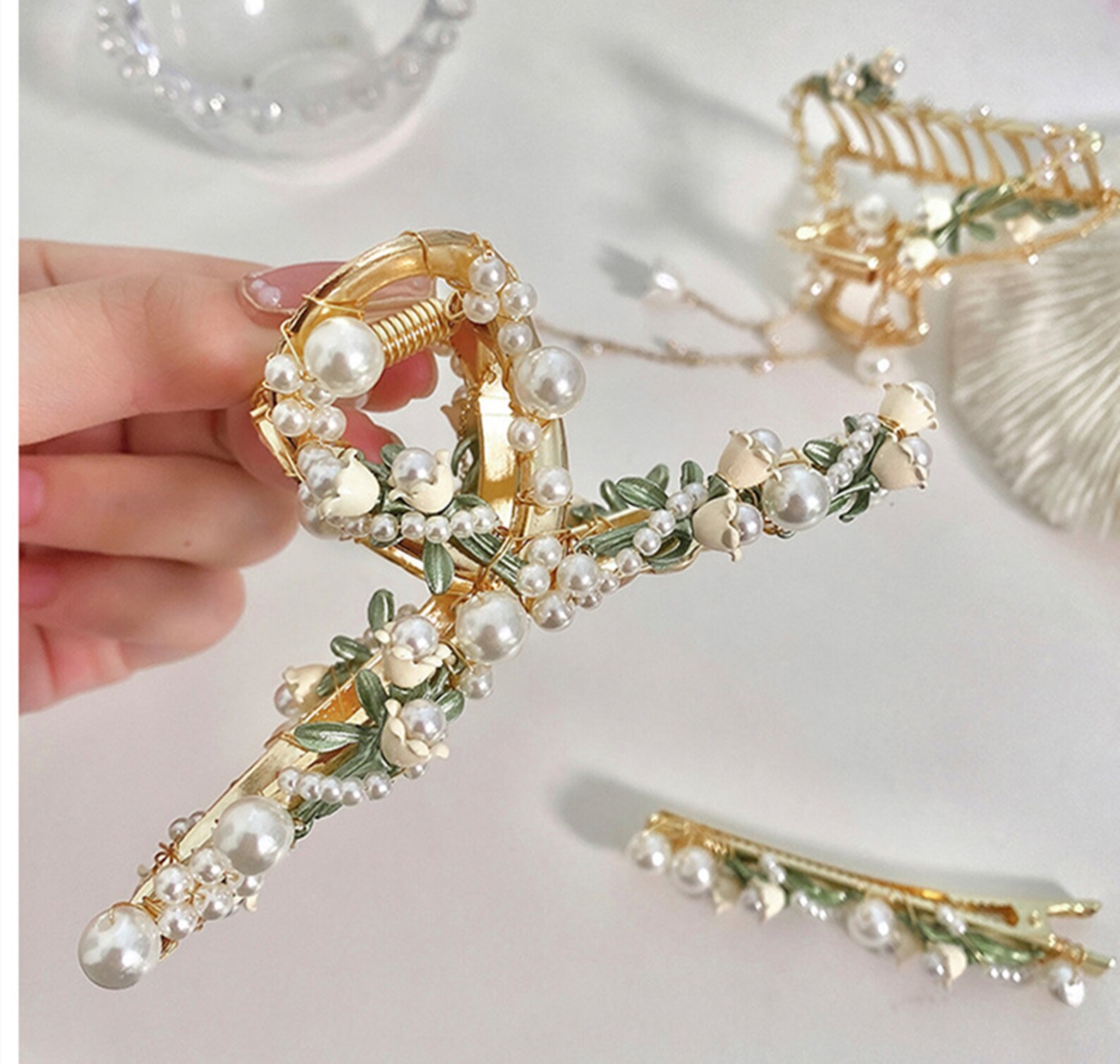 Lily Hair Claw Flower Hair Claw Clip Wedding Bridal Hair Etsy