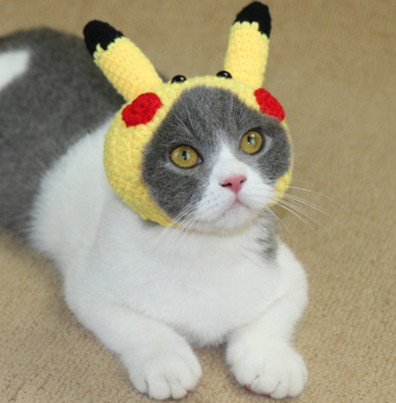 Pikachu Knitted Yarn Hat For Cats.