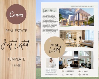 Real Estate Flyer Template: Customizable Just Listed Design (Canva)