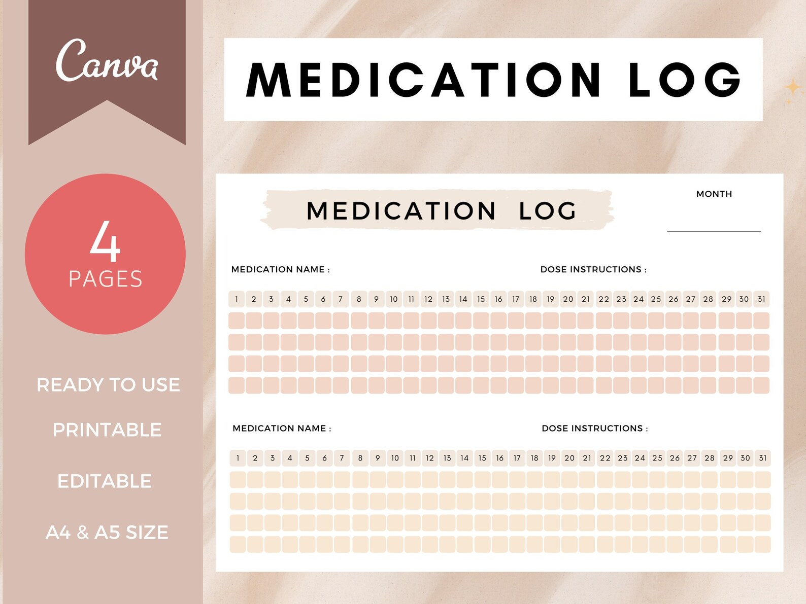 Medicine Tracker | Printable Monthly Medicine Tracker | Minimalist ...