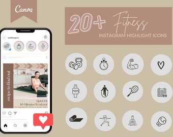Boho Fitness Instagram Highlight Covers: Minimalist Icons (Canva)
