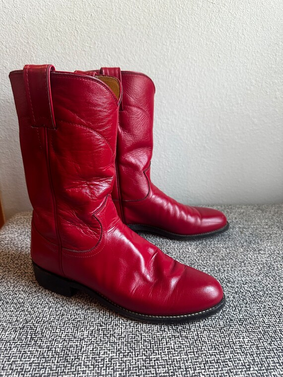 Vintage Red Justin Roper Cowboy Boots Size 7B