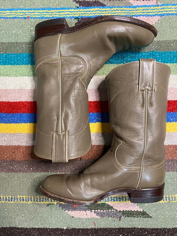 Vintage Taupe and Cream Roper Justin Boots - image 3