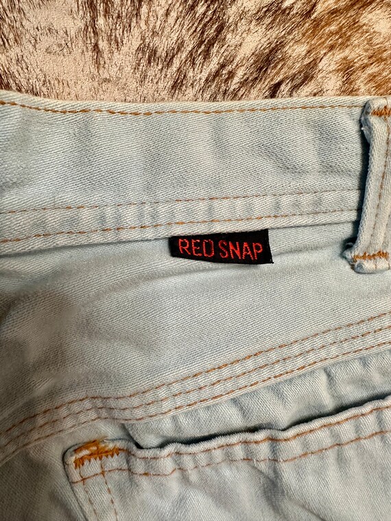 70's Red Snap Bell Bottom Jeans - image 5