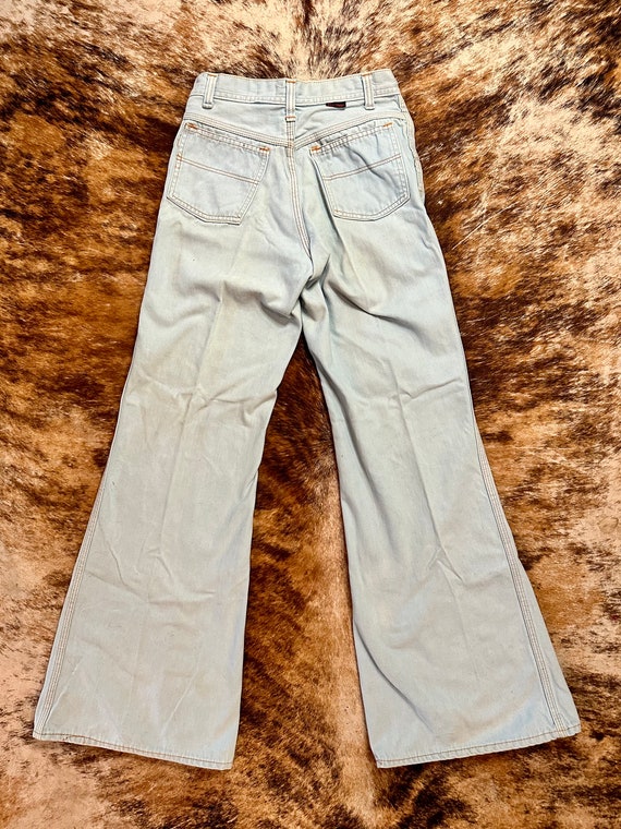70's Red Snap Bell Bottom Jeans - image 2