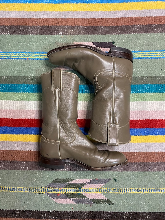 Vintage Taupe and Cream Roper Justin Boots - image 1