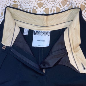 Vintage 1980s Moschino Couture Wide Leg Black Pants With Pleats