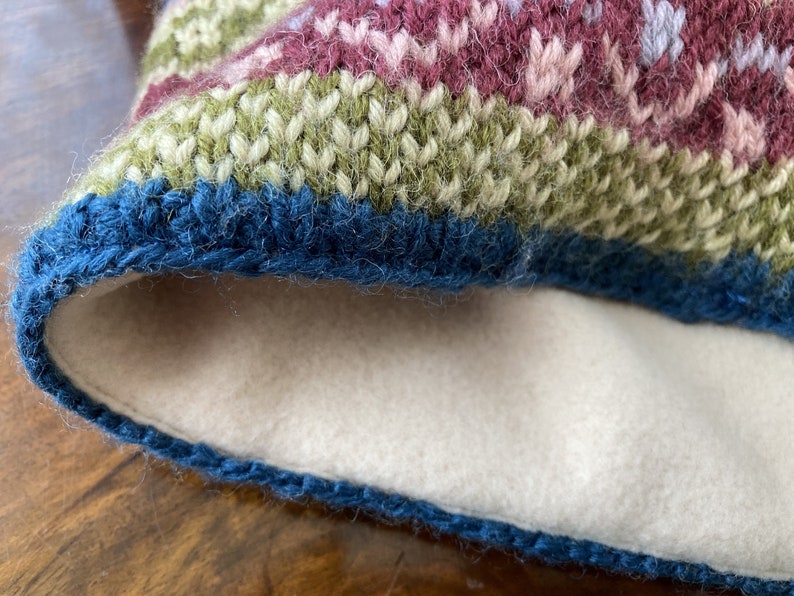 Fleece lined Fair Isle hand knitted ear warmers image 9