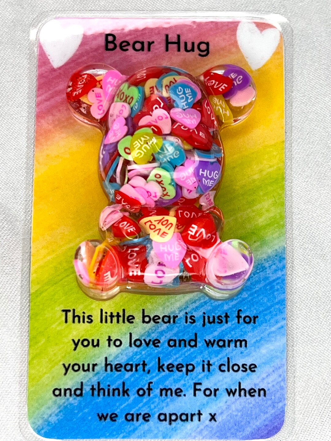 Rainbow Pocket Bear Hug Gift// Friendship Gift, Keepsake Token