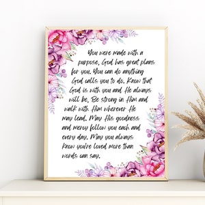 Para minha filha Arte de parede, presente cristão para impressão de filha, decoração de parede para bebê menina, palavras de bênção sobre a arte da filha, berçário cristão