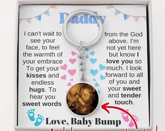 Un souvenir/cadeau du futur papa du ventre rond, porte-clés pour scanner de grossesse, porte-clés échographie pour nouveau papa, cadeau d'anniversaire pour papa pour la première fois, amour