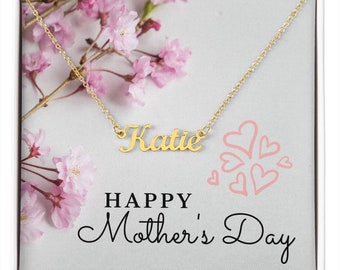Collier prénom personnalisé, collier prénom en plaqué or 18 carats, collier prénom personnalisé, cadeau d'anniversaire pour elle, cadeau pour une mère, fête des mères, maman