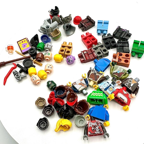 Build your own 10 pack LEGO® minifigures with accessories. 50 random pieces per pack.