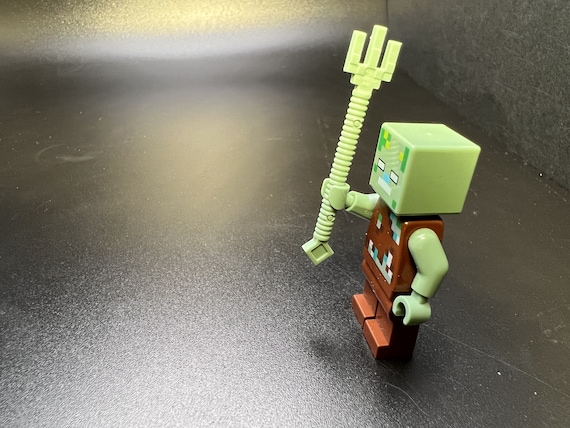 Drowned With Trident LEGO Minecraft Minifigure. Etsy