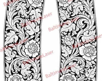 PMAG Laser Engraving Design - Wild Rose SCROLLWORK | Lightburn | AR-15 P Mag |svg File | lbrn2 File | Template