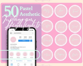 Couvertures Instagram Highlight Covers, Couvertures Esthétiques Pastel pour Instagram, Icônes IG esthétiques, Faits saillants de l’histoire de texte Instagram