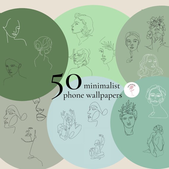 50 Minimalist Face Wallpaper Green Grey Brown Blue Line Art Hd Etsy Ireland