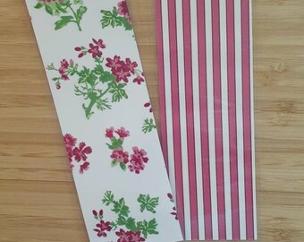 Pink Floral and Stripes Bookmark