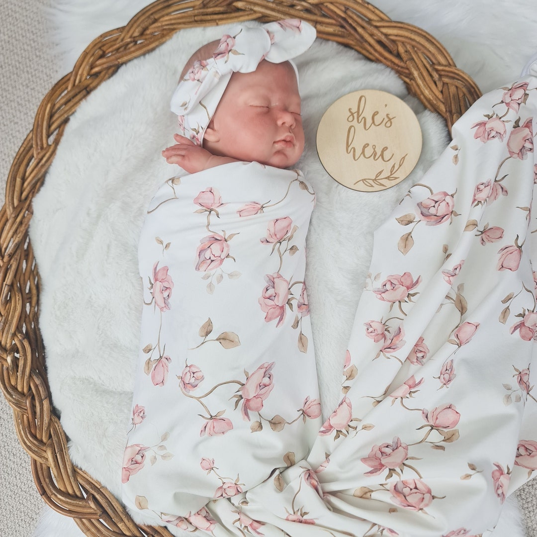 Floral Baby Swaddle Blanket Set Baby Girl Swaddle. Floral Baby Swaddle