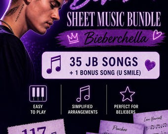 The Ultimate Belieber Piano Sheet Bundle - 35 Songs + 1 Bonus Song | Piano for Beginners PDF