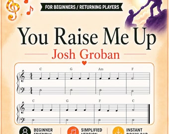 You Raise Me Up Sheet Music | Easy Piano Sheet | Simplified Arrangement | PDF | Digital Score