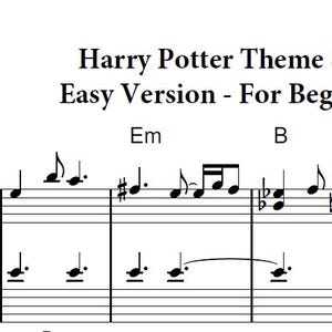Hedwig Theme Easy Piano, Harry Potter, Easy Sheet Music for Beginners, Hogwarts Song, Digital Download