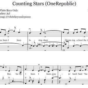 One Republic, Counting Stars, Piano Sheet Music, Easy Piano Songs, Pop Piano, Easy Sheet Music, Piano Teacher, C Major, Learn Piano, Piano