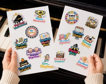 Piano Teacher Reward Stickers – Music Student Achievement Pack (16 Stickers) - Digital Sticker