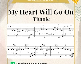 My Heart Will Go On Easy Piano Sheet Music, Titanic Song, Movie Music, PDF