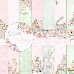 Petit bébé fille papier numérique Scrapbooking fond enfants rougir esprit pivoine motif mère imprimable nouveau-né douche anniversaire autocollants cartes