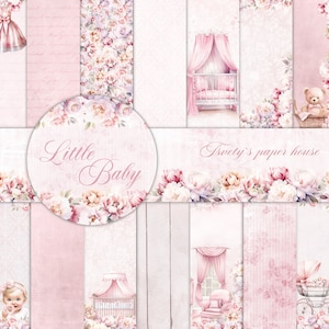 Benvenuto bambina carta digitale scrapbook sfondo bambini blusht peonia modello madre stampabile neonato doccia compleanno adesivi carte