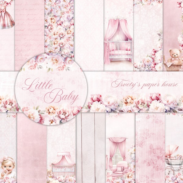 Bienvenue bébé fille papier numérique scrapbooking fond enfants rougir pivoine motif mère imprimable nouveau-né douche anniversaire autocollants cartes