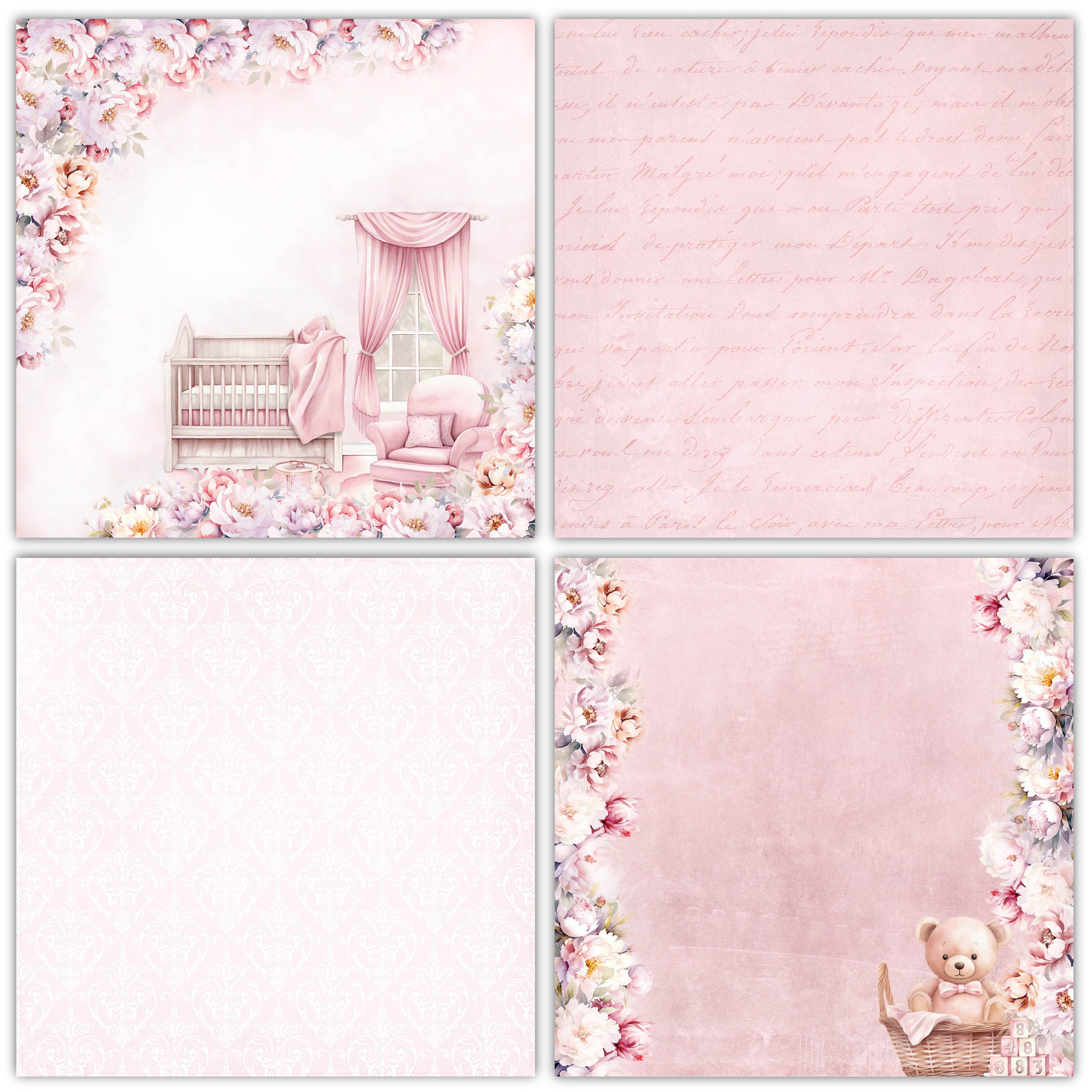 Welcome Baby Girl Digital Paper Scrapbook Background Children Blusht ...