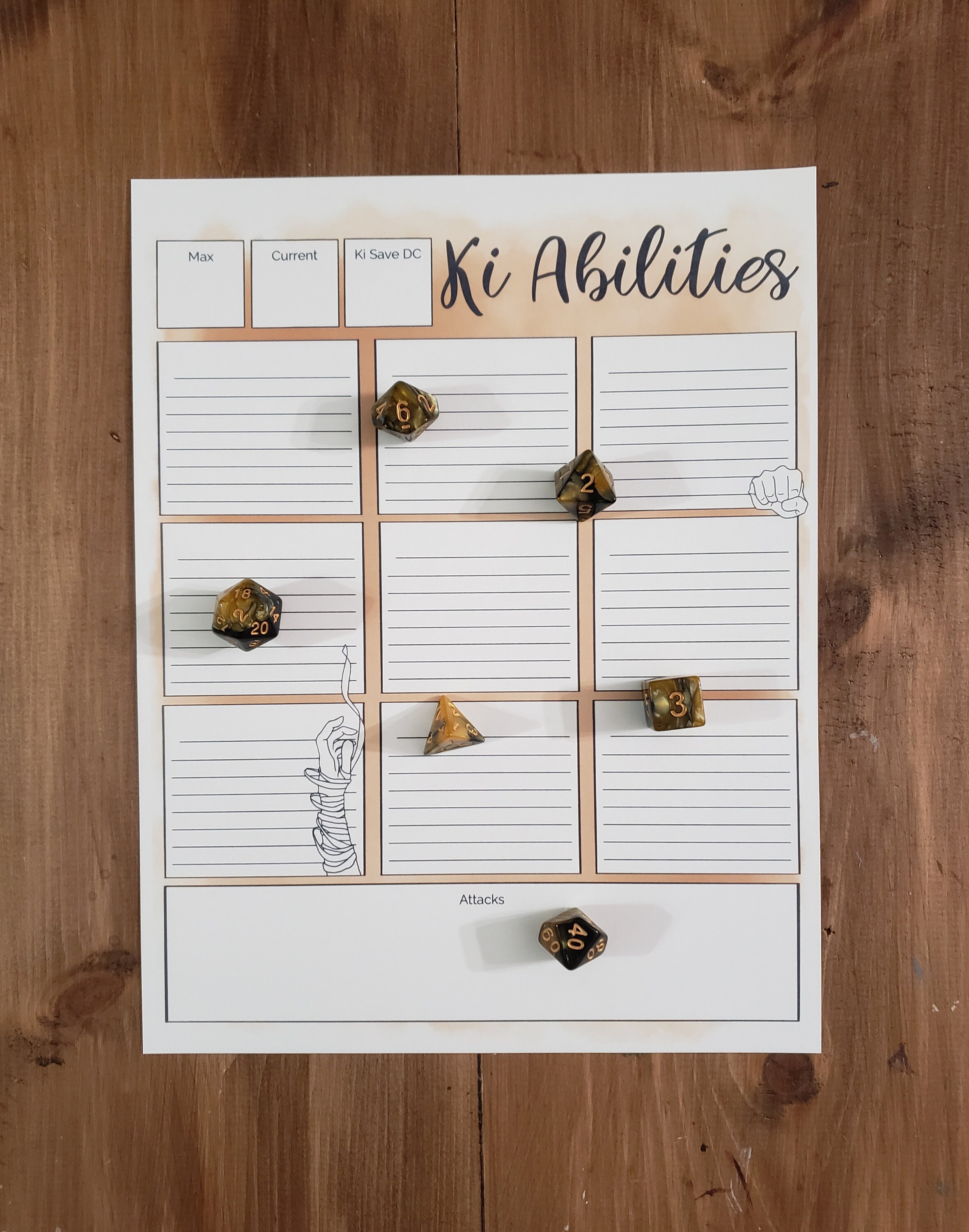 Printable Monk D&amp;D 5e Character Sheet - Etsy
