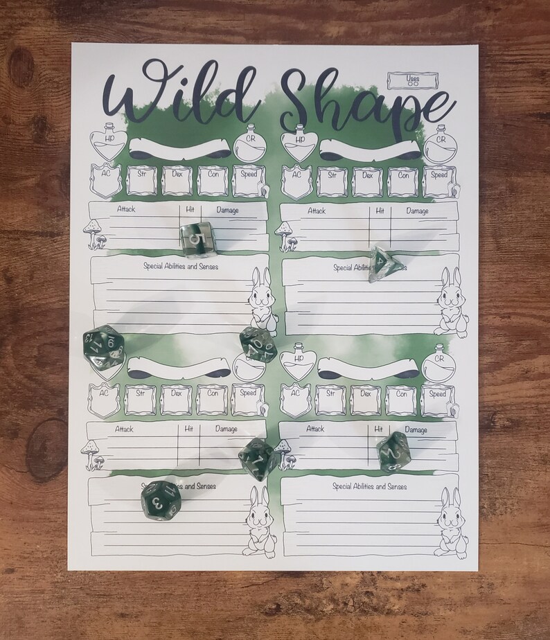 Printable Druid D&amp;D 5e Character Sheet - Etsy Canada