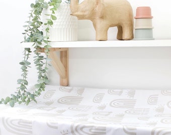 Anti- roll wedge changing mat- Beige Rainbows