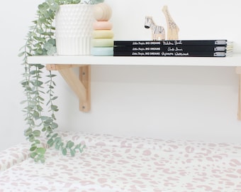 Flat Lay Changing Mat- Pale Pink Snow Leopard
